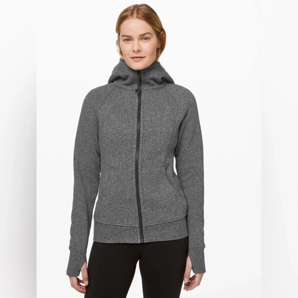 Lululemon Scuba Hoodie Light Cotton Fleece Heathered Speckled Black 6 - W4AWNS